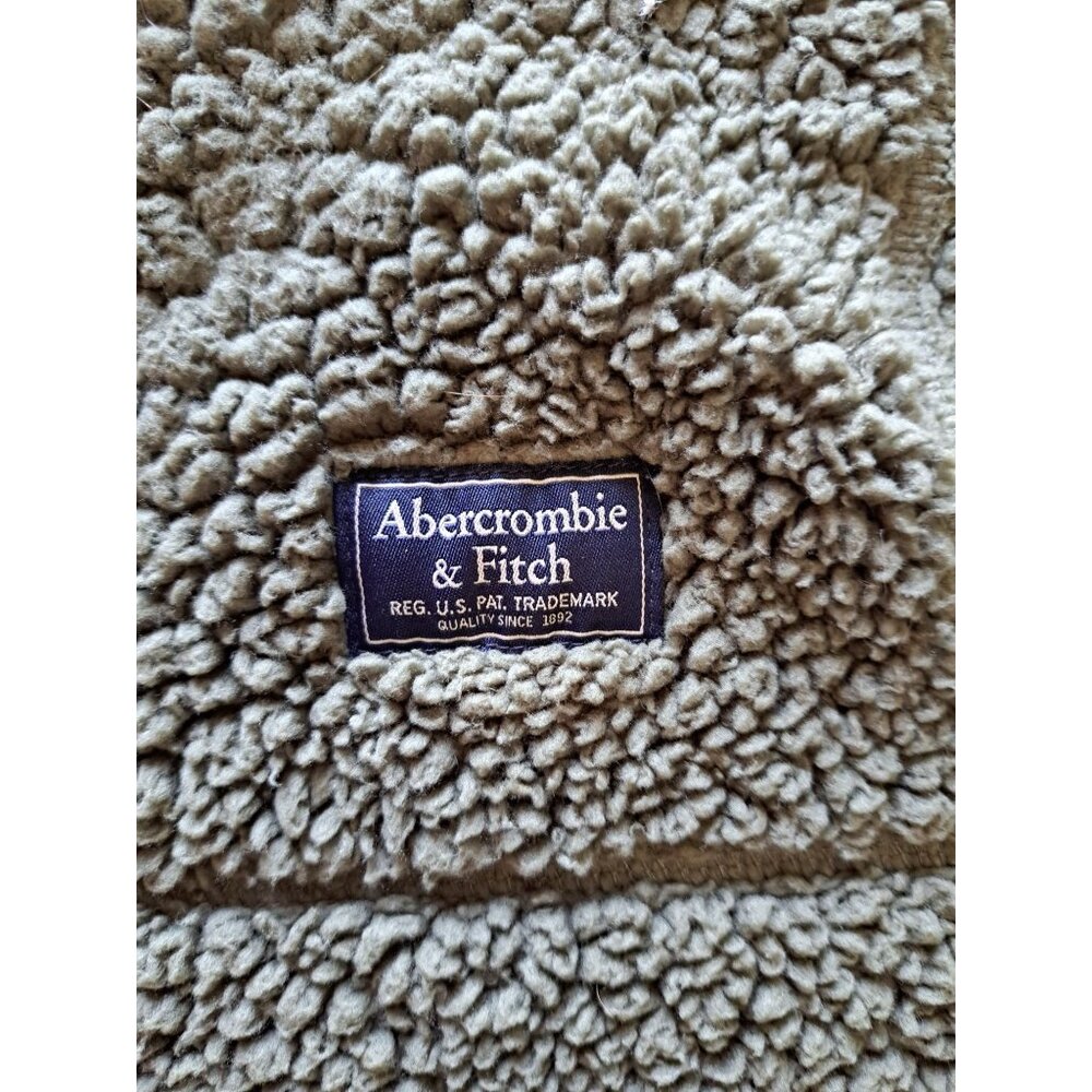 Abercrombie & Fitch Olive Green Sherpa Quarter-Zip Pullover Size M Soft  Warm - Picture 2 of 5